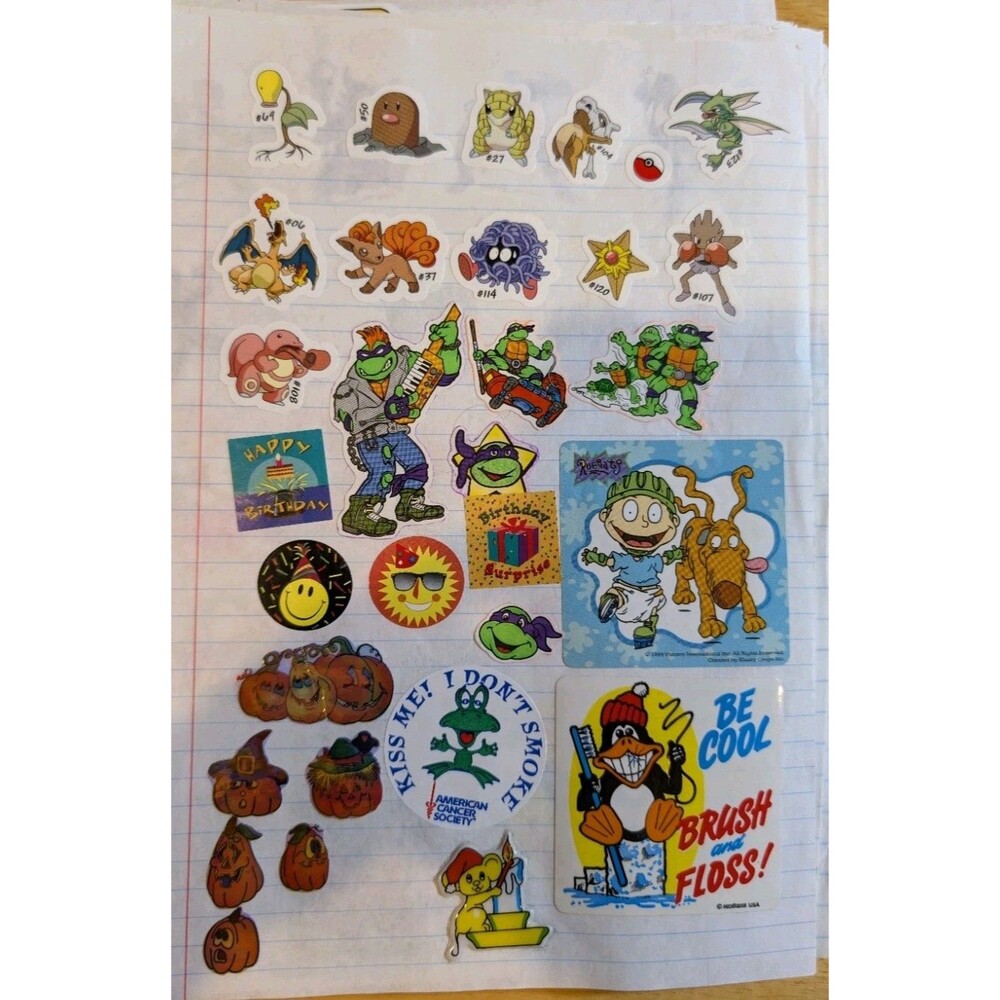 1994 Collection of vintage Stickers Pokémon, Power Rangers for collectors